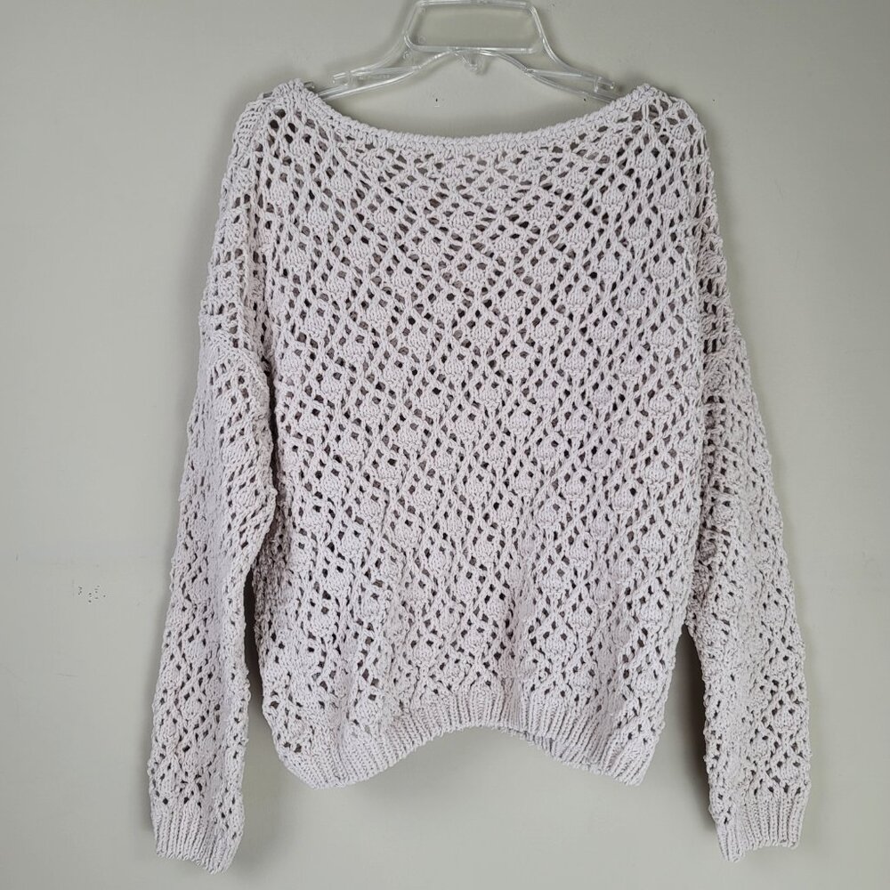 Jessica Simpson Crochet Knit Sweater Cream Boho Cropped Size Small Festival - Picture 5 of 10